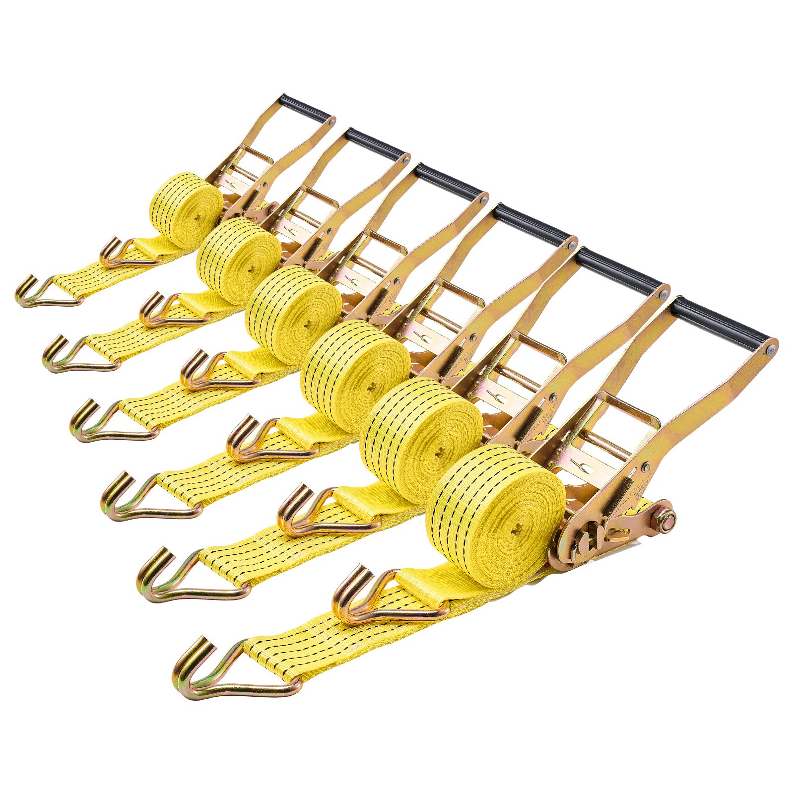 VEVOR Ratchet Straps, 50.8 mm x 4.6 m, Heavy Duty Tie Down Straps with Double J Hook, 2268 kg Break Strength, Carry Bag, Tie Down Ratcheting for Moving, Trailers, Motorcycles, Kayaks, Car Roof, 6 Pack