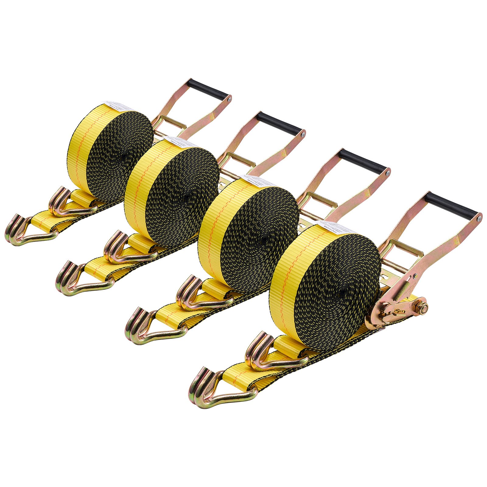 VEVOR Ratchet Straps, 50.8 mm x 9.1 m, Heavy Duty Tie Down Straps with Double J Hook, 4536 kg Break Strength, Carry Bag, Tie Down Ratcheting for Moving, Trailers, Motorcycles, Kayaks, Car Roof, 4 Pack