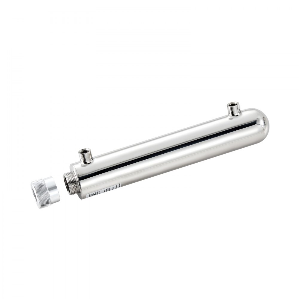 VEVOR UV Water Purifier, 12W 1GPM, 220V Versatile Ultraviolet Water Purifier Filter with Stainless Steel Housing, Whole House UV Water Filter with Quartz Sleeve Fit for Shower/Drinking/Cleaning
