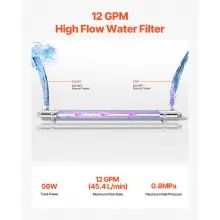 Purificador de agua ultravioleta VEVOR 110 V 55 W 12 GPM Filtro purificador de agua ultravioleta
