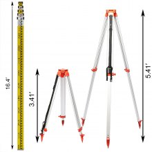 Aluminium Tripod & 5m Survey Levelling Staff For Laser Level /dumpy 1.65m Tripod