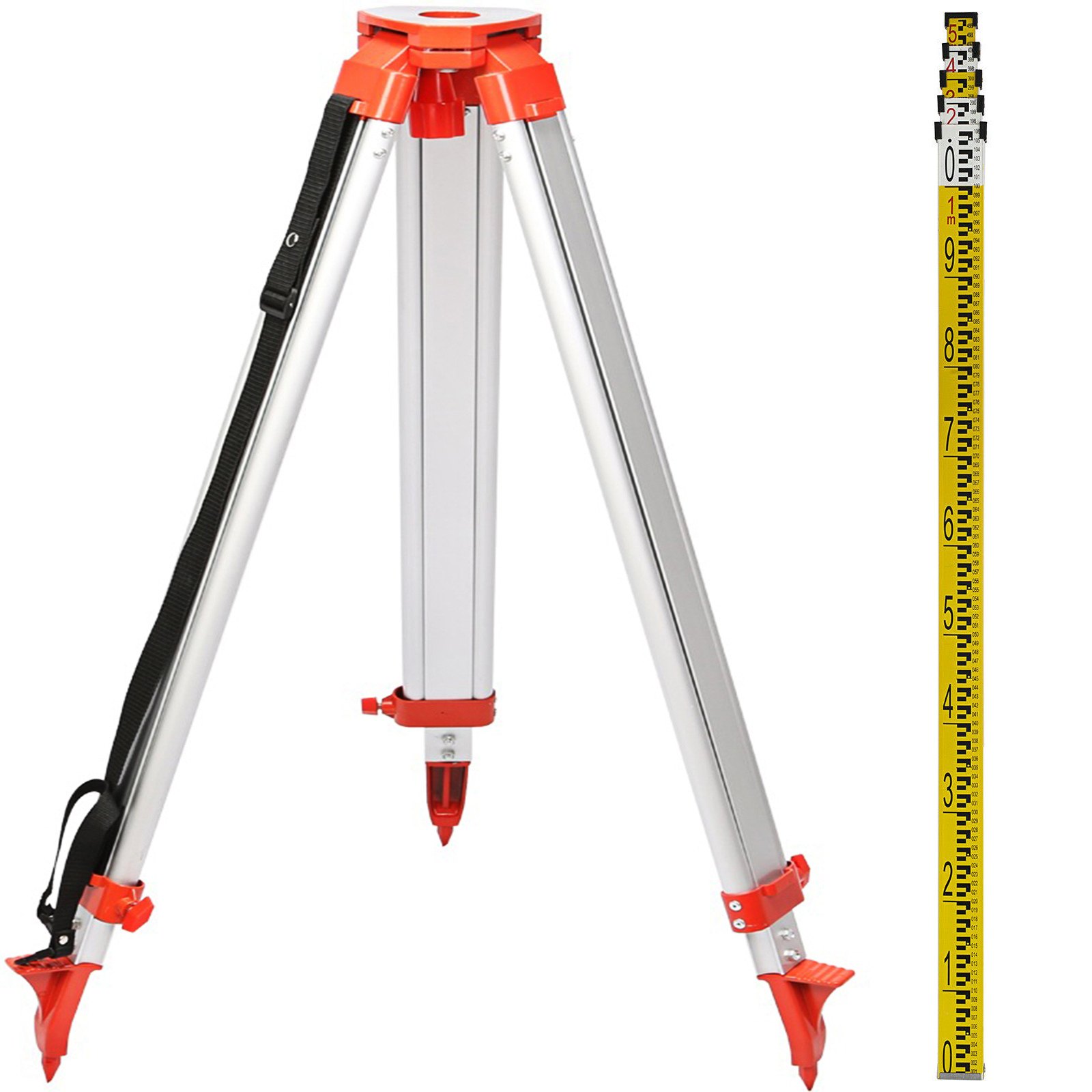 Kit de Trépied et Mire pour Niveau Laser Rotatif, Léger Universel Trépied + Règle pour Laser Ligne, 165 cm Ouvert 104 cm Fermé Trépied en Aluminium, 5 m Mire Aluminium Télescopique Construction