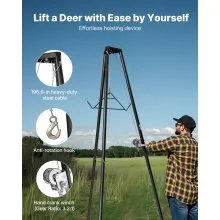VEVOR Tripod Deer Hoist 500 lbs Game Hoist Winch Lift with Gambrel & Winch