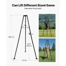 VEVOR Tripod Deer Hoist 500 lbs Game Hoist Winch Lift with Gambrel & Winch