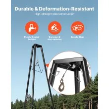 VEVOR Tripod Deer Hoist 500 lbs Game Hoist Winch Lift with Gambrel & Winch