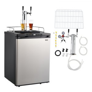 VEVOR Beer Kegerator, Dual Tap Home Draft Beer Dispenser for Ball Lock, Full Size Keg Refrigerator with 5lbs CO2 Tank, Hold 2 Sixth / 2 Slim / 3 Ball lock keg, 162L | VEVOR US