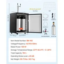 VEVOR Beer Kegerator with CO2 Tank Dual-Tap Beer Dispenser 162L Refrigerator