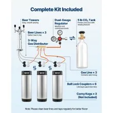 VEVOR Beer Kegerator with CO2 Tank Triple-Tap Beer Dispenser 162L Refrigerator