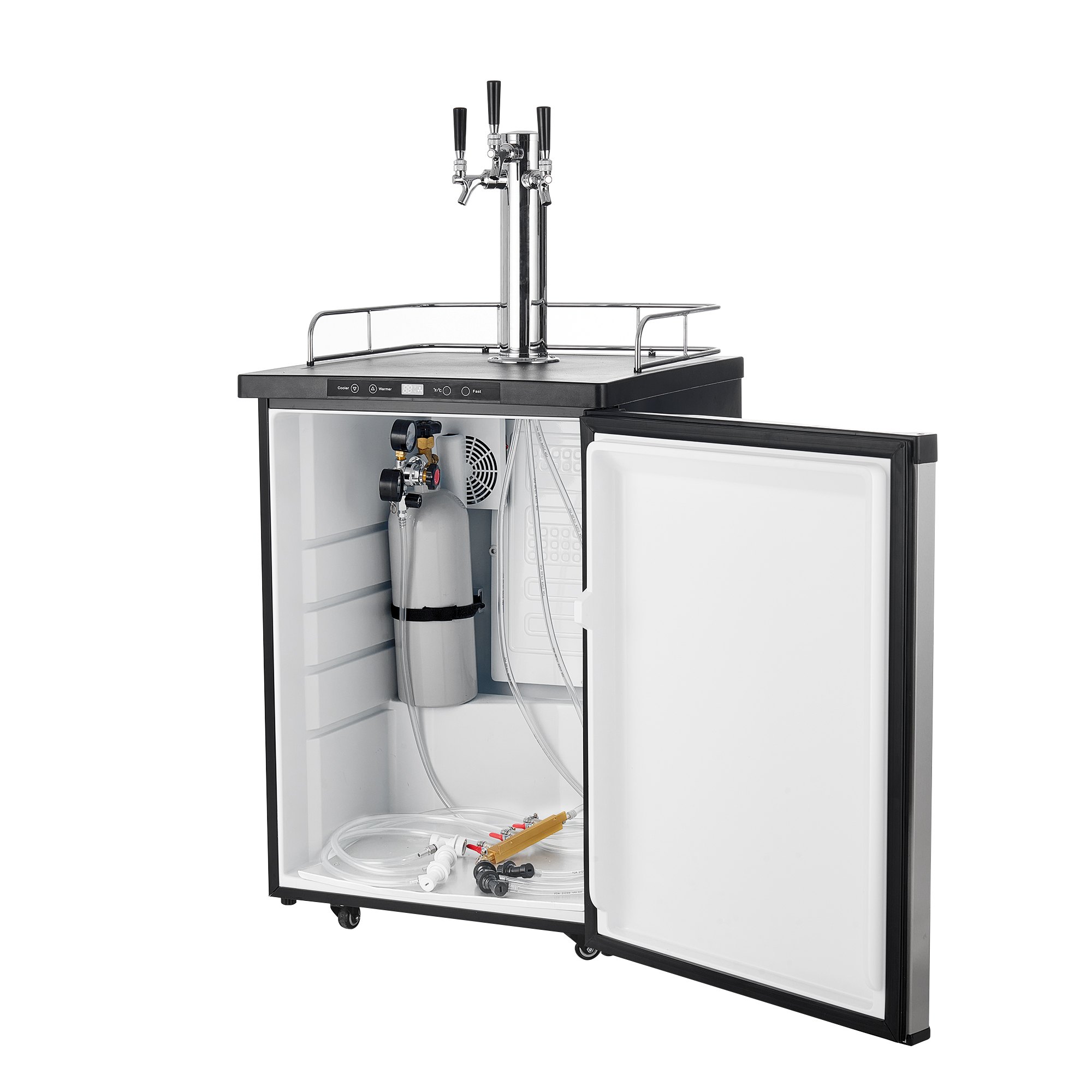 VEVOR Beer Kegerator, Triple Tap Home Draft Beer Dispenser for Ball Lock, Full Size Keg Refrigerator with 5lbs CO2 Tank, Hold 2 Sixth / 2 Slim / 3 Ball lock keg, 162L