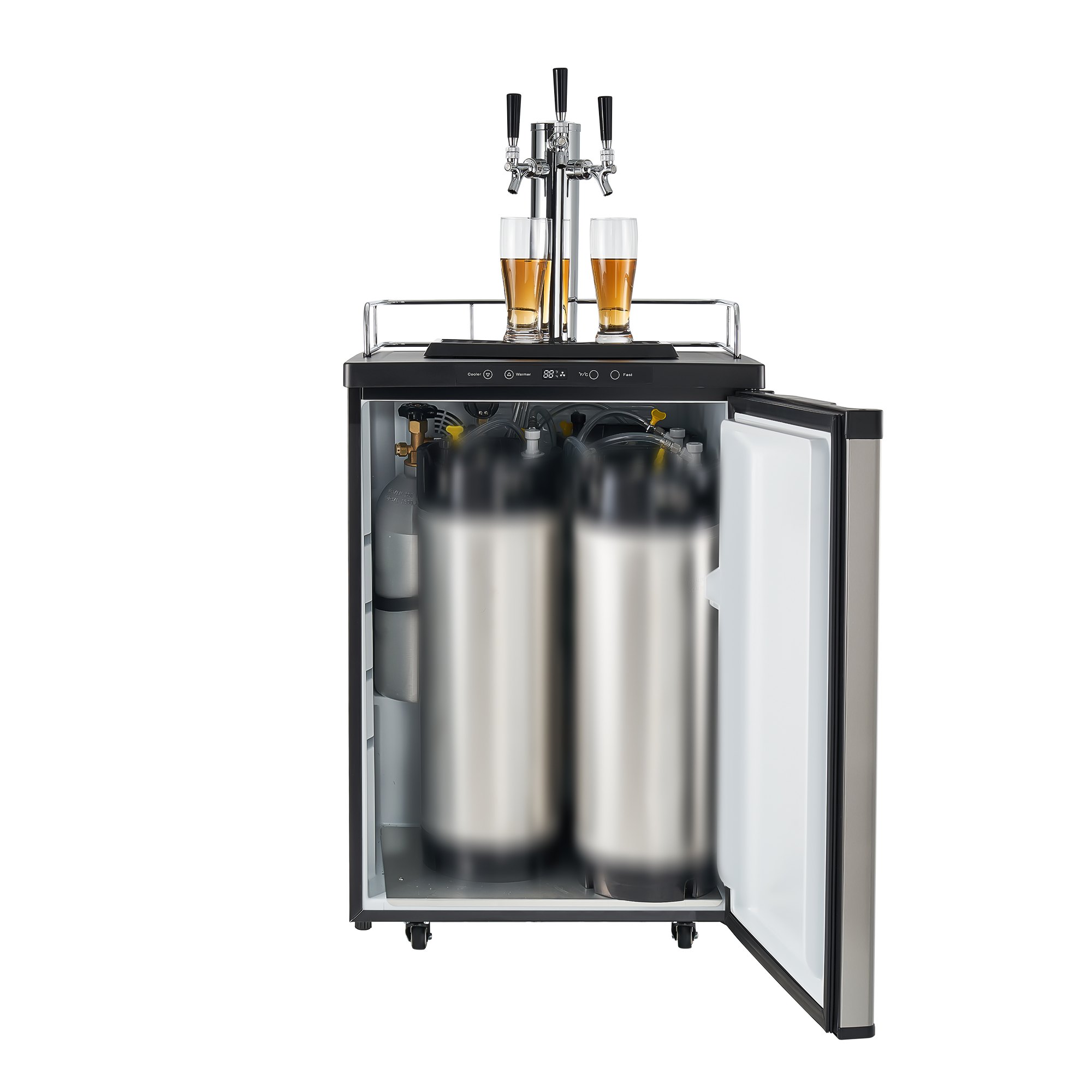 VEVOR Beer Kegerator, Triple Tap Home Draft Beer Dispenser for Ball Lock, Full Size Keg Refrigerator with 5lbs CO2 Tank, Hold 2 Sixth / 2 Slim / 3 Ball lock keg, 162L