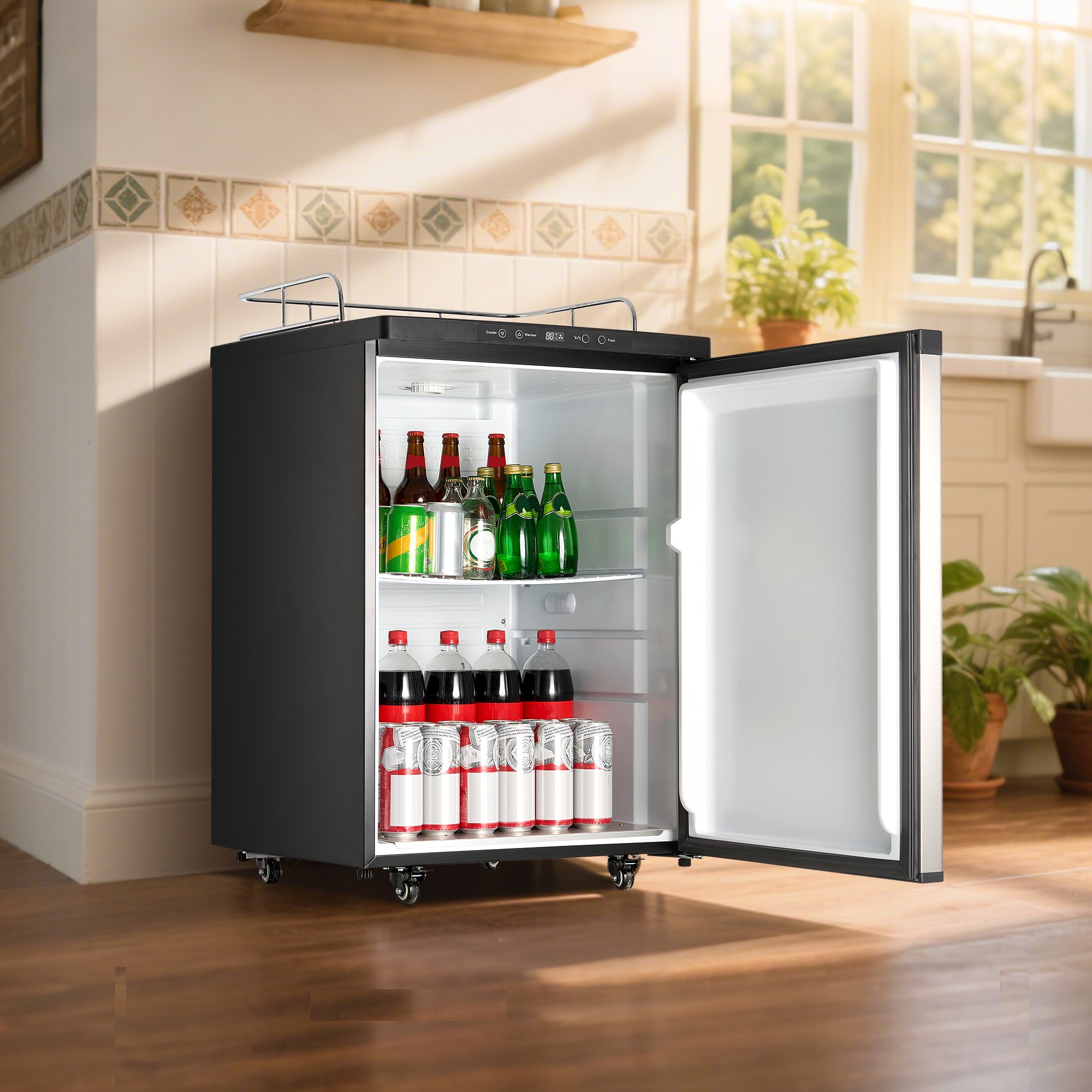 VEVOR Beer Kegerator, Triple Tap Home Draft Beer Dispenser for Ball Lock, Full Size Keg Refrigerator with 5lbs CO2 Tank, Hold 2 Sixth / 2 Slim / 3 Ball lock keg, 162L