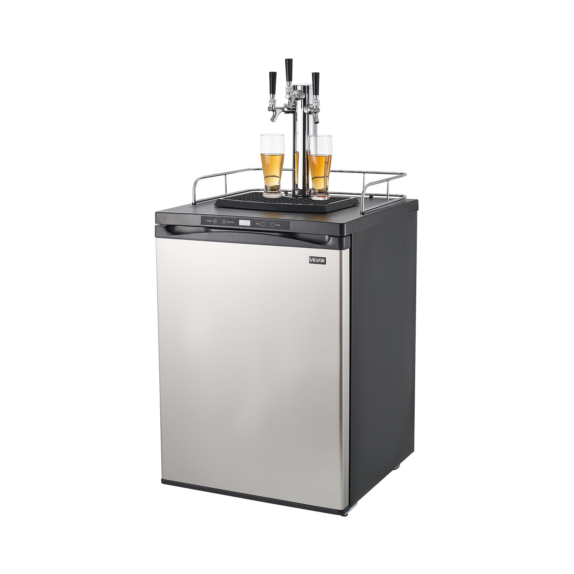 VEVOR Beer Kegerator, Triple Tap Home Draft Beer Dispenser for Ball Lock, Full Size Keg Refrigerator with 5lbs CO2 Tank, Hold 2 Sixth / 2 Slim / 3 Ball lock keg, 162L