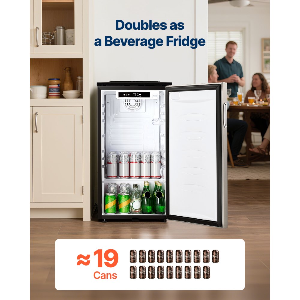 VEVOR Beer Kegerator, Single Tap Commercial Draft Beer Dispenser for D system, Refrigerator With Shelves, Hold 1 Sixth Keg, 2.5lbs CO2 Tank, 92L