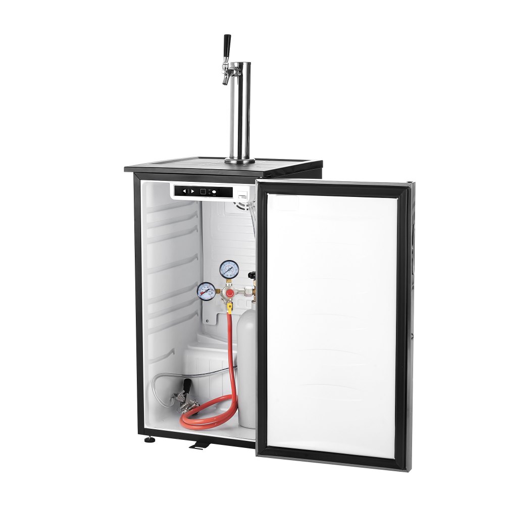 VEVOR Beer Kegerator, Single Tap Commercial Draft Beer Dispenser for D system, Refrigerator With Shelves, Hold 1 Sixth Keg, 2.5lbs CO2 Tank, 92L