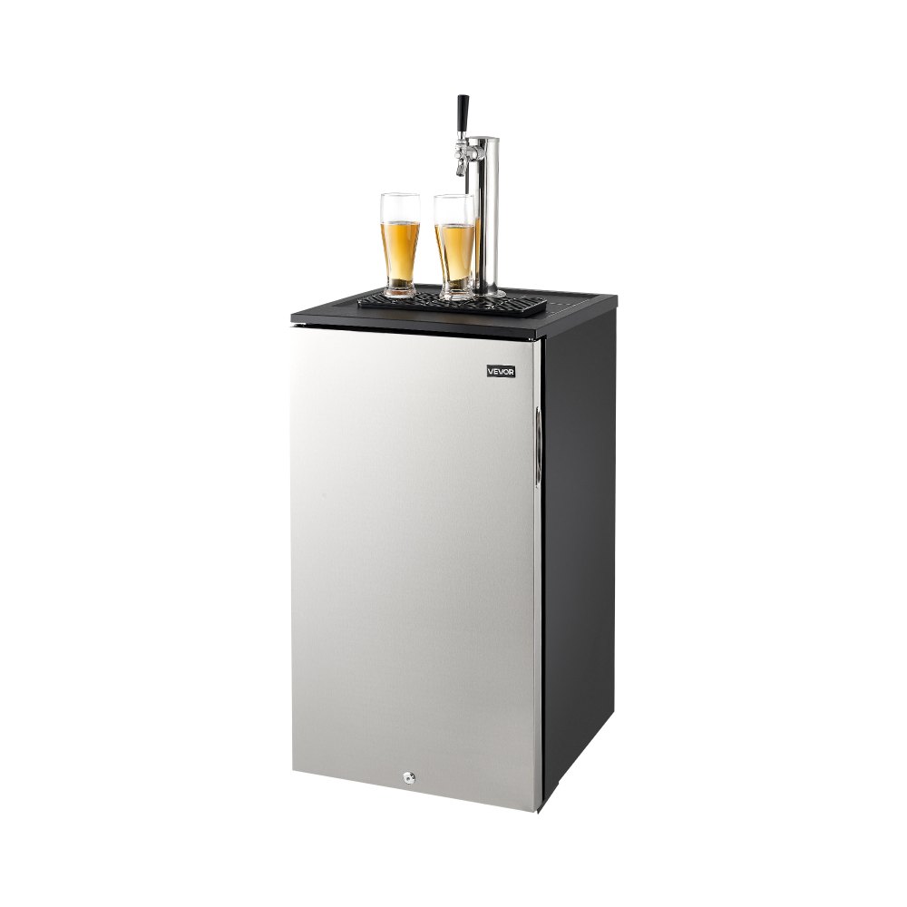 VEVOR Beer Kegerator, Single Tap Commercial Draft Beer Dispenser for D system, Refrigerator With Shelves, Hold 1 Sixth Keg, 2.5lbs CO2 Tank, 92L