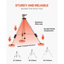 VEVOR Impact Sprinkler on Tripod Base, Heavy Duty Tripod Sprinklers with Brass Head & 3/4" Connector, 360 Degree Large Area Coverage Irrigation Sprinkler, Adjustable Heights Sprinkler for Yard Gray