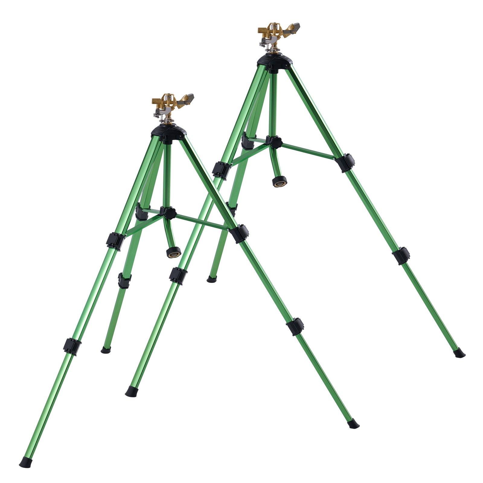 VEVOR Impact Sprinkler on Tripod Base, 2 Packs, Heavy Duty Tripod Sprinklers with Brass Head & 3/4"NH Connector, 360 Degree Large Area Irrigation Sprinkler, Adjustable Heights Sprinkler for Yard