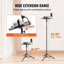 VEVOR Projector Stand Laptop Stand Tripod Adjustable Height from 26.97 to 63 in