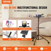 VEVOR Projector Stand with Wheels Laptop Stand Tripod Height from 31.3 to 67.3"