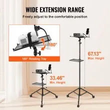 VEVOR Projector Stand with Wheels Laptop Stand Tripod Height from 31.3 to 67.3"