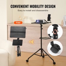 VEVOR Projector Stand with Wheels Laptop Stand Tripod Height from 31.3 to 67.3"