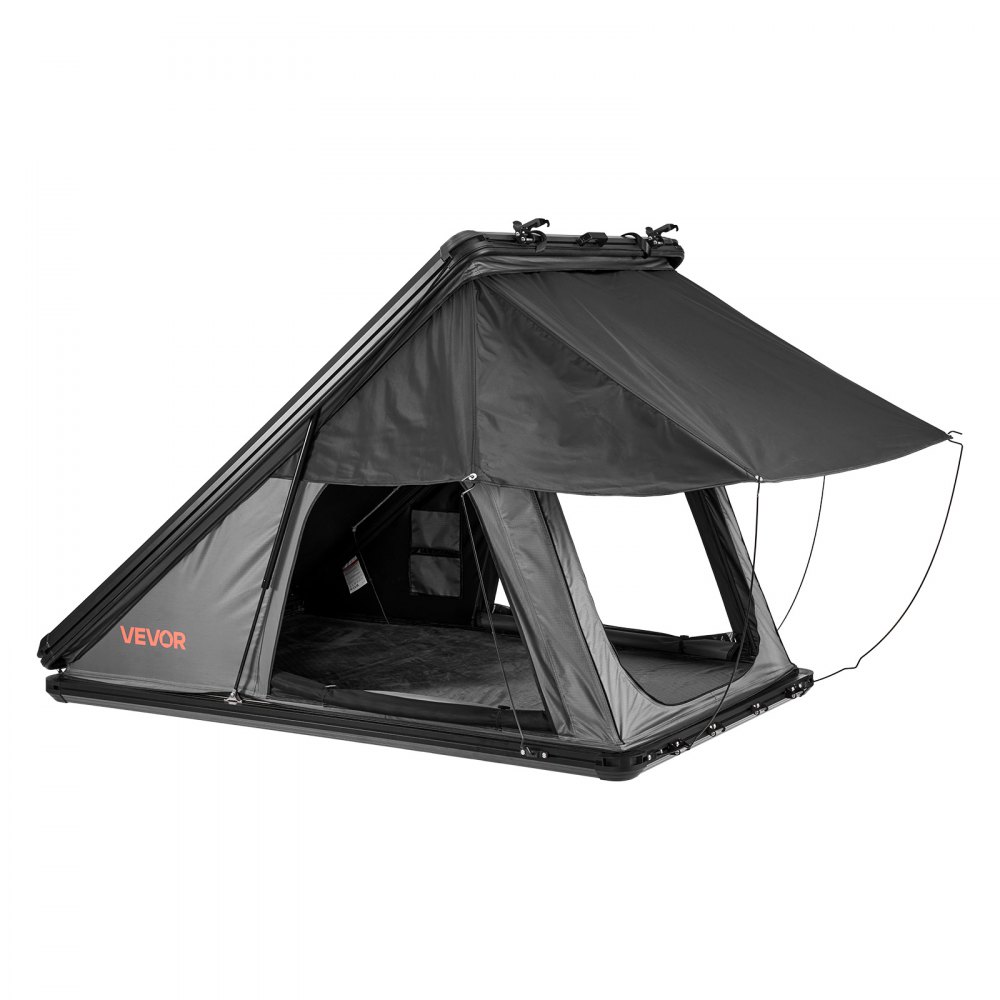 VEVOR Rooftop Tent Hard Shell, 2-3 Person Aluminum Roof Top Tent Hardshell with Tri-Color LED Light & Thick Mattress, Waterproof Windproof Overland Camping Car Roof Rack Suitable for Jeep SUV Pickup