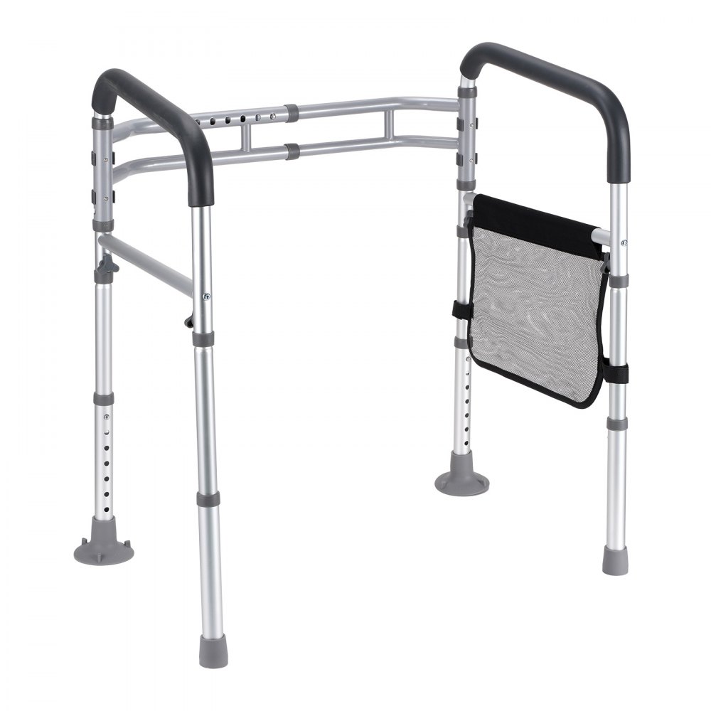 VEVOR Toilet Safety Rail, 136 kg Foldable Toilet Seat with Non-Slip Handles, Portable Versatile Toilet Handrails with Reinforced Aluminum Alloy Tube, Fit for Seniors, Pregnant Women & the Injured