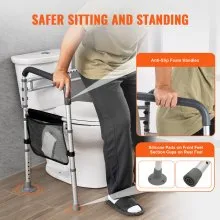 VEVOR Foldable Toilet Safety Rail Toilet Rail with Non-Slip Handles for Seniors