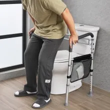 VEVOR Foldable Toilet Safety Rail Toilet Rail with Non-Slip Handles for Seniors