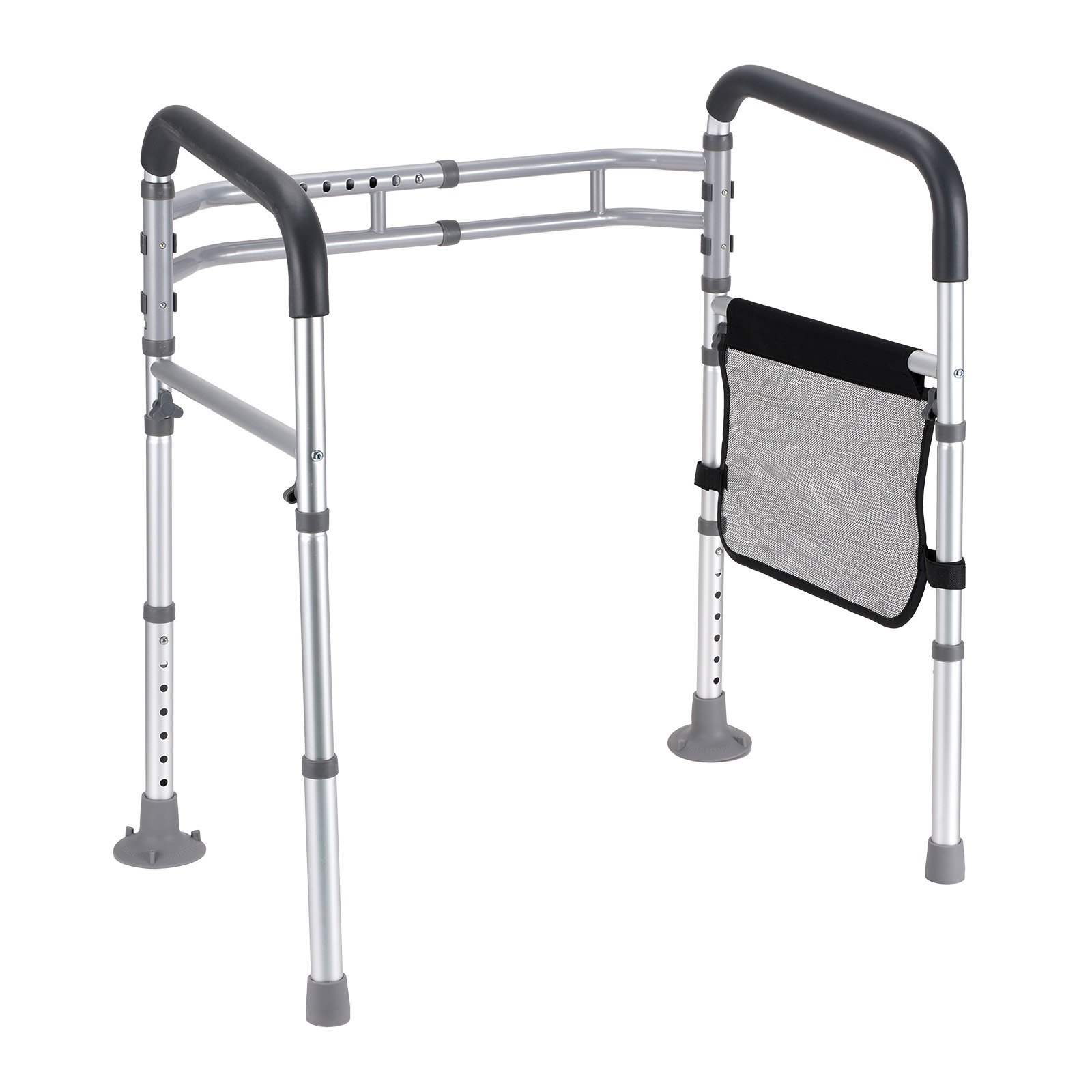 VEVOR Toilet Safety Rail, 136 kg Foldable Toilet Seat with Non-Slip Handles, Portable Versatile Toilet Handrails with Reinforced Aluminum Alloy Tube, Fit for Seniors, Pregnant Women & the Injured