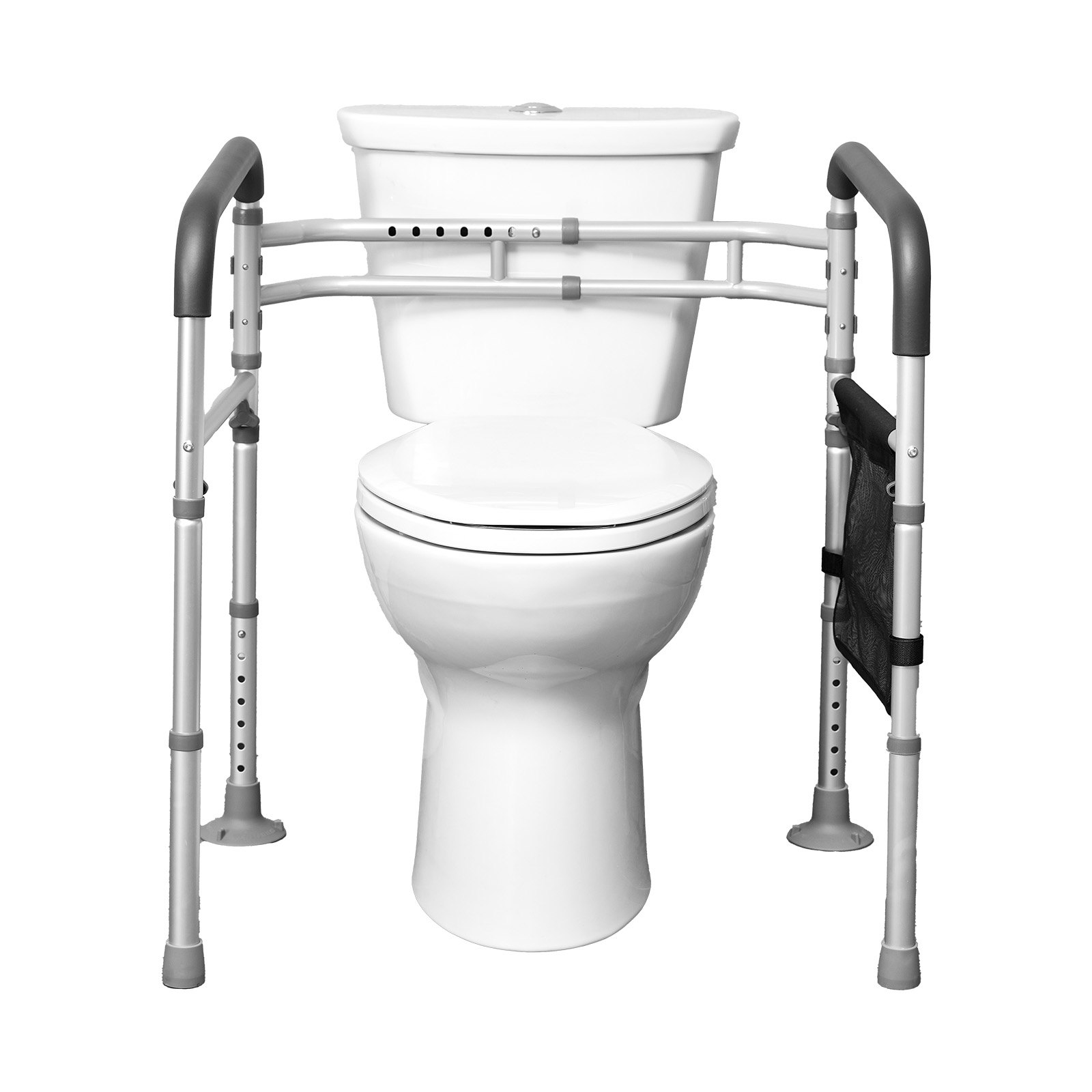 VEVOR Toilet Safety Rail, 136 kg Foldable Toilet Seat with Non-Slip Handles, Portable Versatile Toilet Handrails with Reinforced Aluminum Alloy Tube, Fit for Seniors, Pregnant Women & the Injured