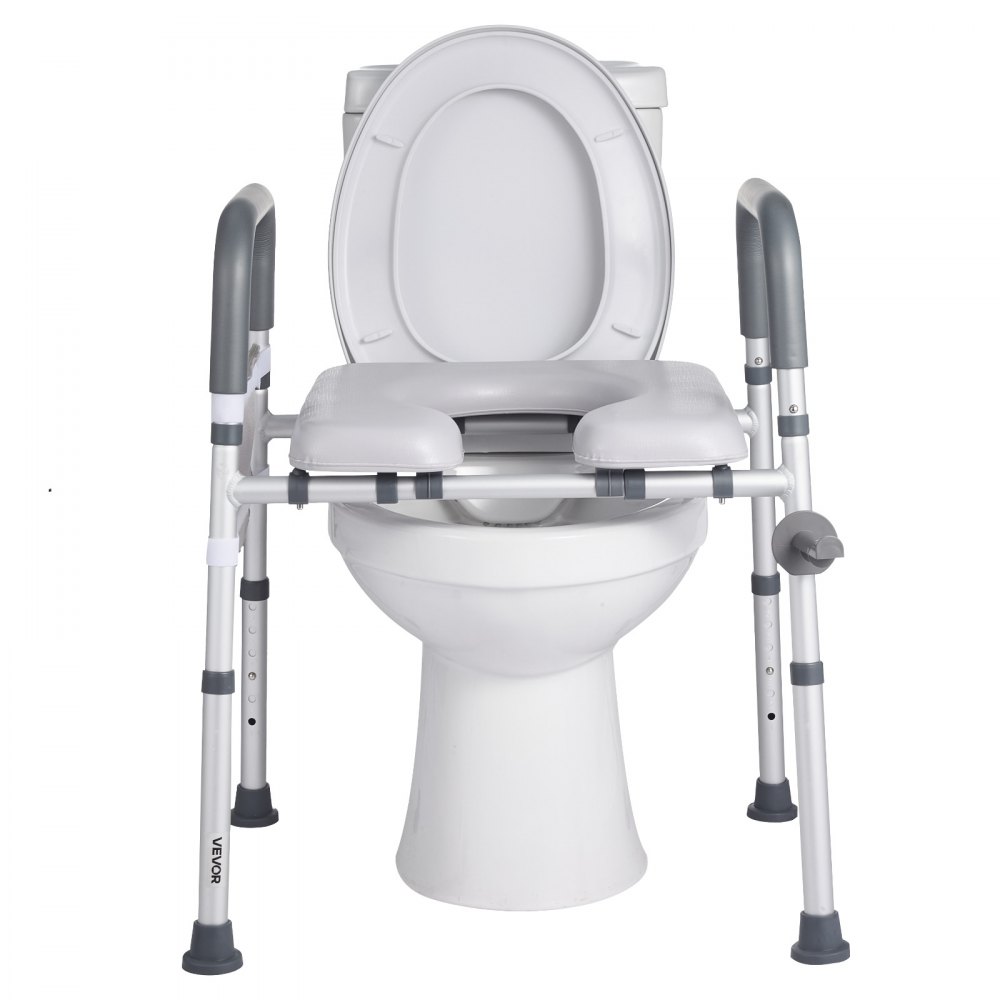 VEVOR Raised Toilet Seat with Arms, 400 lbs Load Capacity, Adjustable Height and Width, Commode Cushion Padded Elevated Toilet Seat Riser with Handles for Seniors, Elderly, Handicap, Disabled, Adults