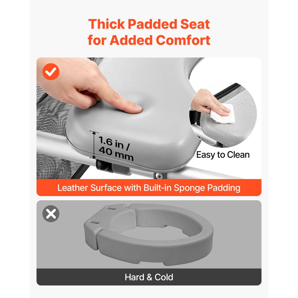 VEVOR Raised Toilet Seat with Handles 158.7 kg Handicap Elevated Riser, for Seniors, Elderly & Disabled, Adjustable Height & Width, Soft Cushion Padded, Fits Round, Elongated & V-Shaped Commode
