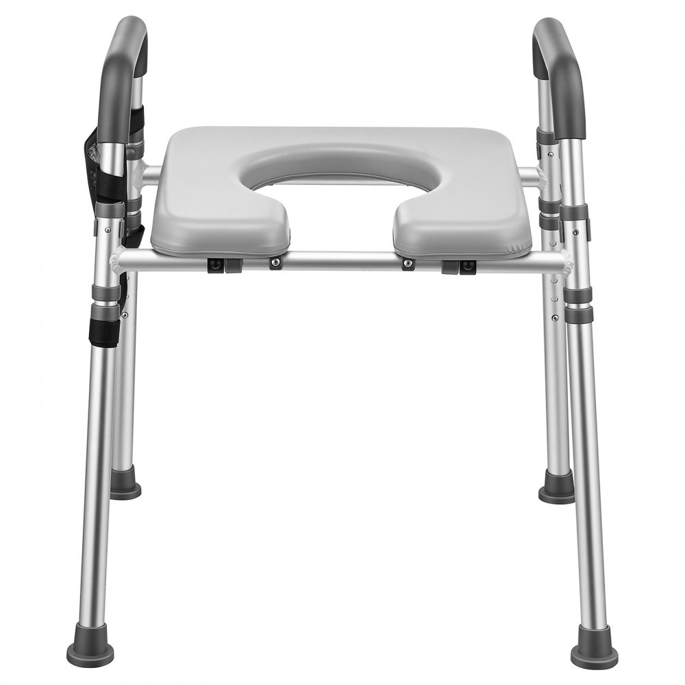 VEVOR Raised Toilet Seat with Handles 158.7 kg Handicap Elevated Riser, for Seniors, Elderly & Disabled, Adjustable Height & Width, Soft Cushion Padded, Fits Round, Elongated & V-Shaped Commode