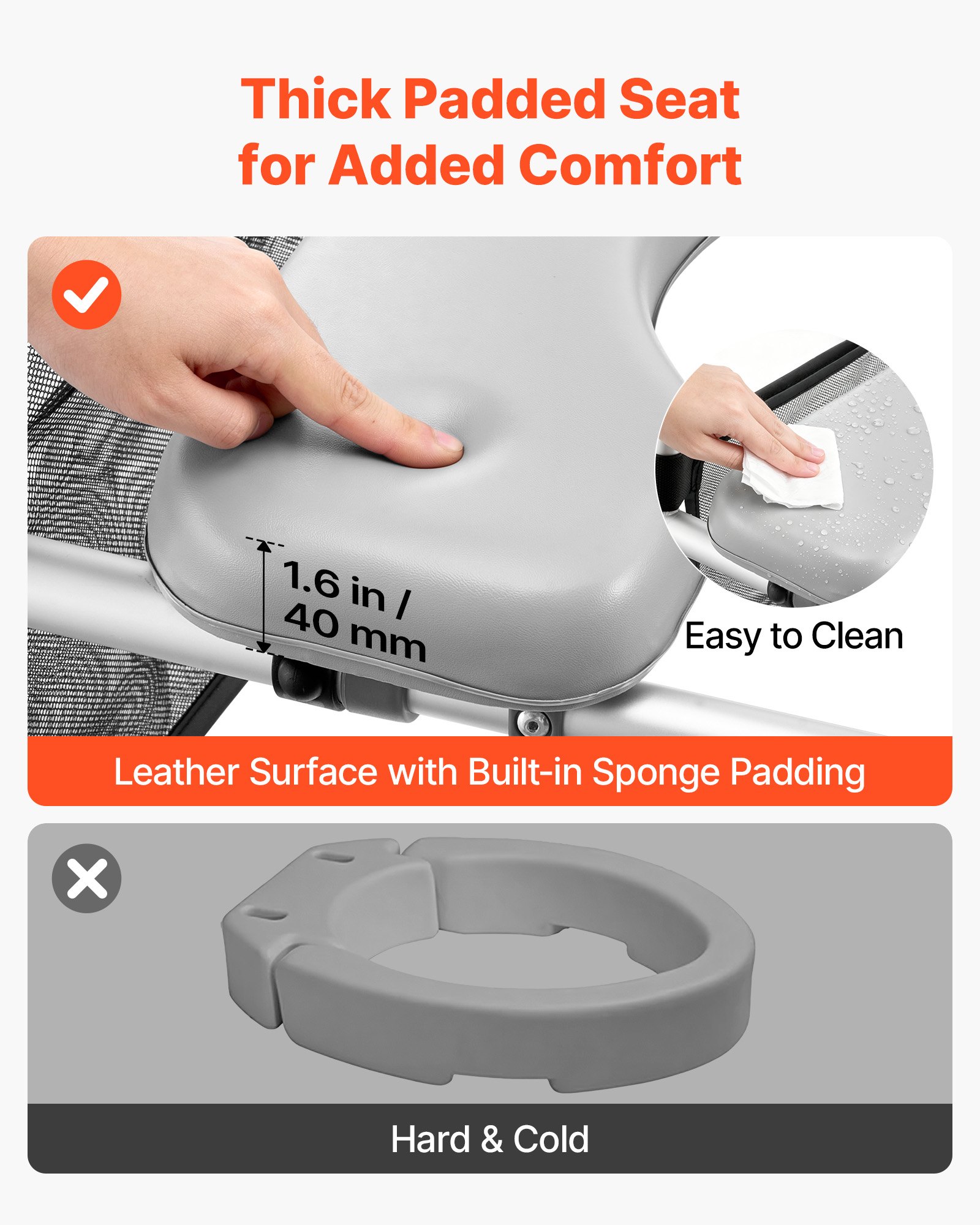 VEVOR Raised Toilet Seat with Handles 158.7 kg Handicap Elevated Riser, for Seniors, Elderly & Disabled, Adjustable Height & Width, Soft Cushion Padded, Fits Round, Elongated & V-Shaped Commode