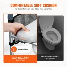 VEVOR Raised Toilet Seat, 7-Position Height Adjustment 19.3" - 25.2", 350lbs Weight Capacity, with Comfort Padded Aluminum Frame, Universal Toilet Seat Riser, for Elderly, Handicap, Pregnant, Medical