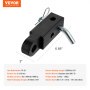 VEVOR trailer hitch receiver with 2-inch size; 6.69" length, showing pin and clip.