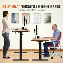 VEVOR Height Adjustable Desk, 47.2 x 23.6 in（1.2m*0.6m）, 3-Key Modes Electric Standing Desk, Whole Piece Desk Board, Sturdy Dual Metal Frame, Max. Loading 180 LBS Computer Sit Stand up Desk, for Home and Office
