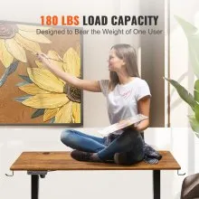 VEVOR Height Adjustable Desk, 47.2 x 23.6 in（1.2m*0.6m）, 3-Key Modes Electric Standing Desk, Whole Piece Desk Board, Sturdy Dual Metal Frame, Max. Loading 180 LBS Computer Sit Stand up Desk, for Home and Office