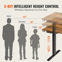 VEVOR Height Adjustable Desk, 47.2 x 23.6 in, 3-Key Modes Electric Standing Desk, Whole Piece Desk Board, Sturdy Dual Metal Frame, Max. Loading 180 LBS Computer Sit Stand up Desk, for Home and Office