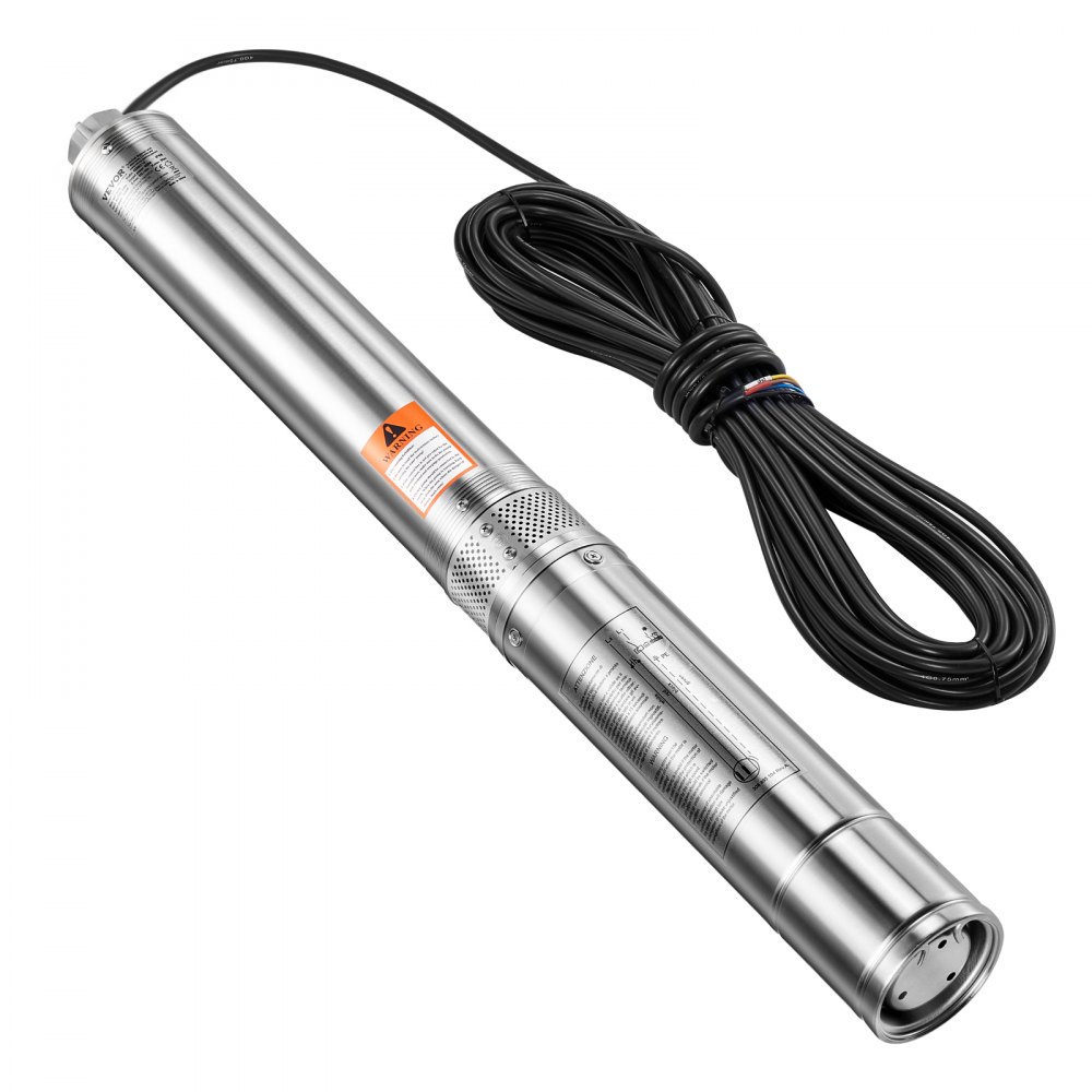 VEVOR Deep Well Submersible Pump, 1100W Input Power, 230V, 65 L/min Flow 85 m(279 ft) Head, with 20 m(65.62 ft) Cord External Control Box, Stainless Steel Water Pump, for Industrial Irrigation and Home Use, IP68