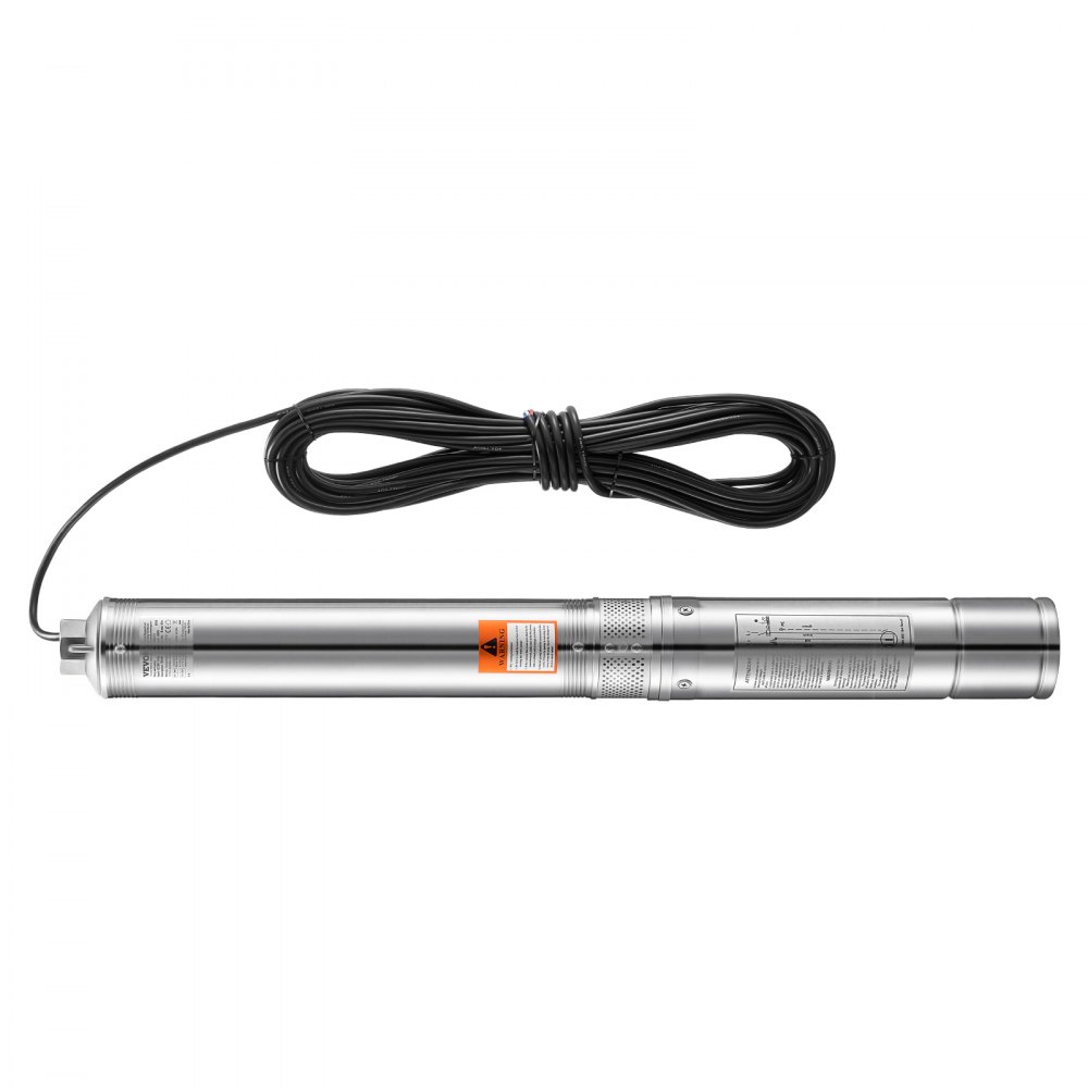 VEVOR Deep Well Submersible Pump, 1100W Input Power, 230V, 65 L/min Flow 85 m(279 ft) Head, with 20 m(65.62 ft) Cord External Control Box, Stainless Steel Water Pump, for Industrial Irrigation and Home Use, IP68