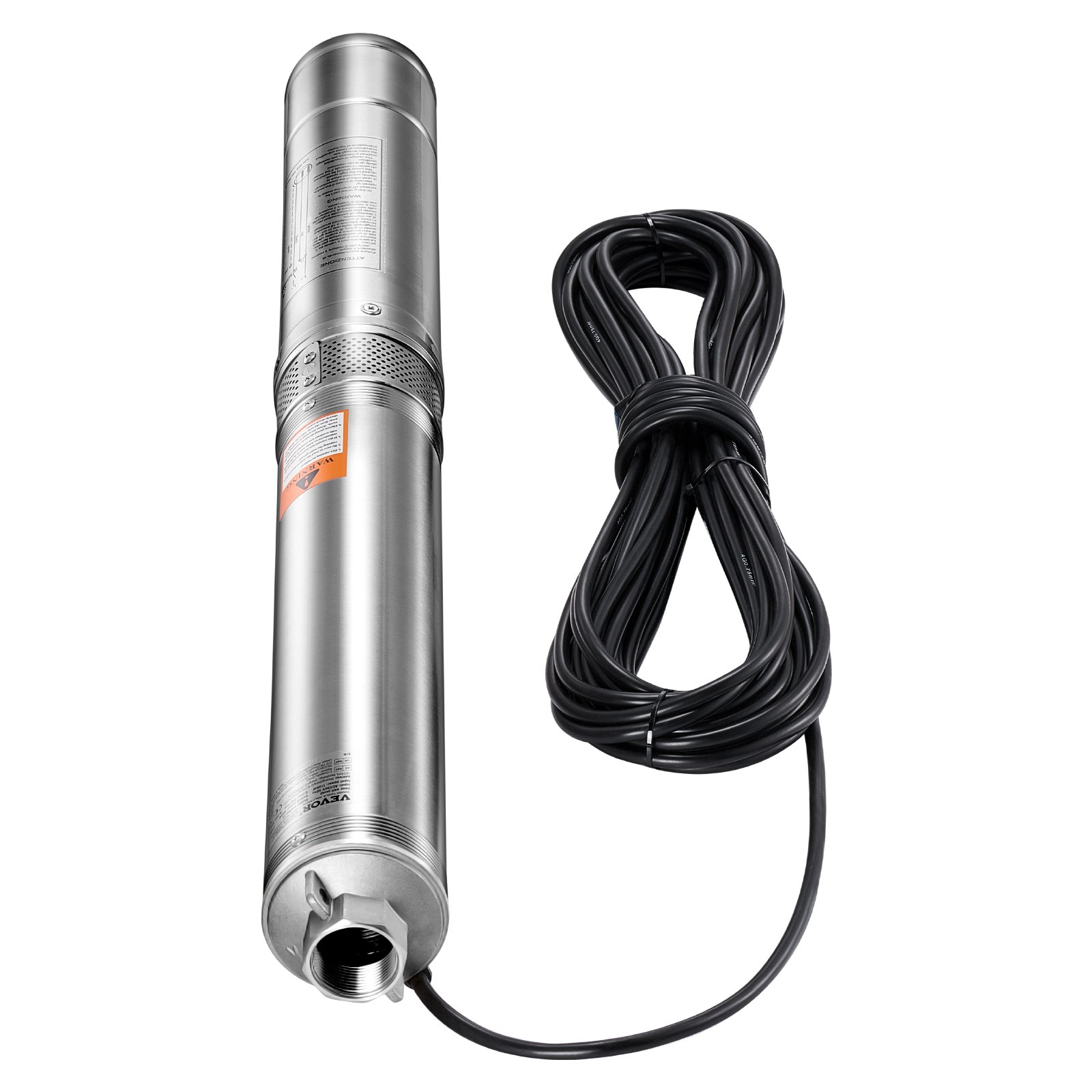 VEVOR Deep Well Submersible Pump, 1100W Input Power, 230V, 65 L/min Flow 85 m(279 ft) Head, with 20 m(65.62 ft) Cord External Control Box, Stainless Steel Water Pump, for Industrial Irrigation and Home Use, IP68