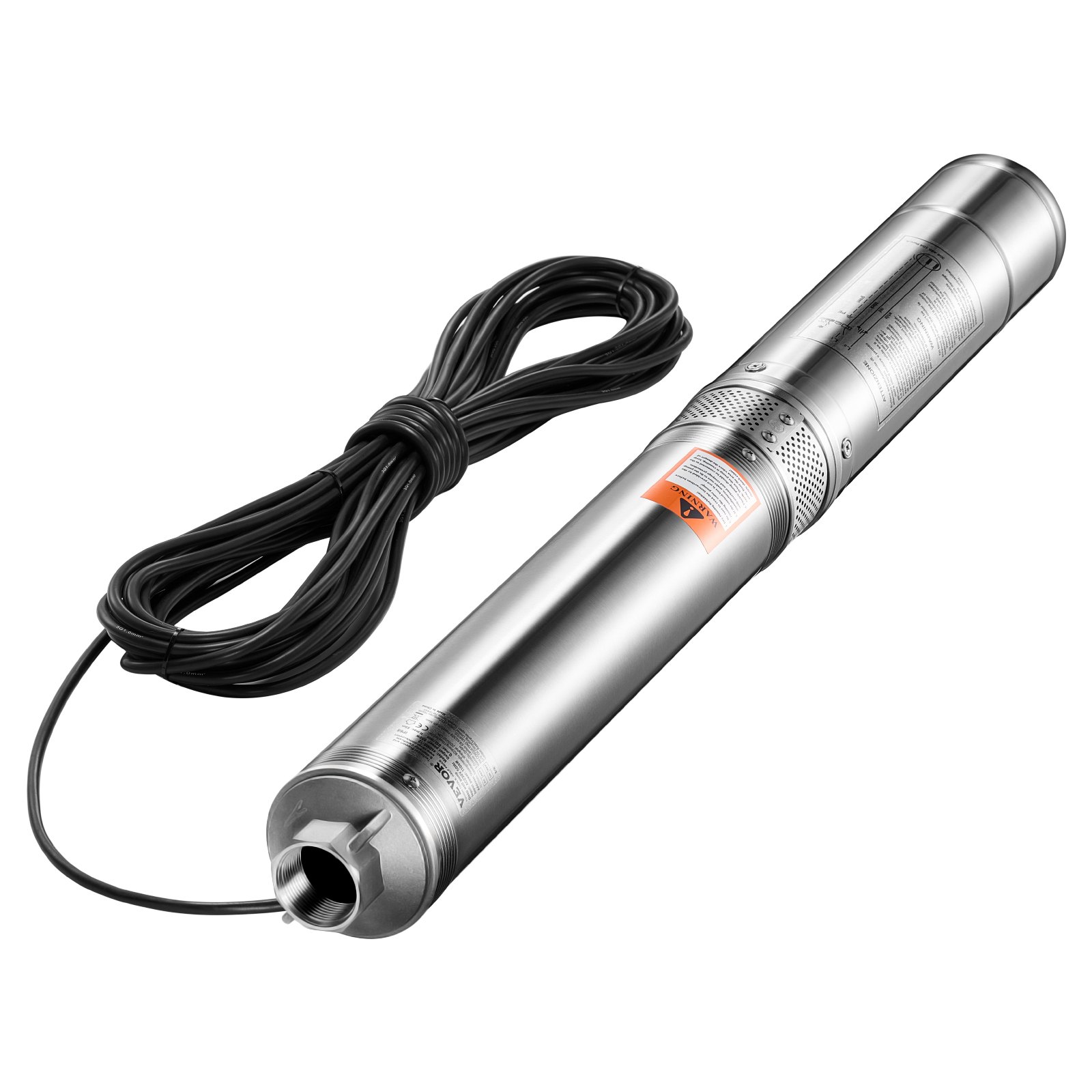 VEVOR Deep Well Submersible Pump, 1100W Input Power, 230V, 65 L/min Flow 85 m(279 ft) Head, with 20 m(65.62 ft) Cord External Control Box, Stainless Steel Water Pump, for Industrial Irrigation and Home Use, IP68