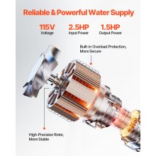 1.5HP Deep Well Submersible Pump Stainless Steel Water Pump 31.7GPM 276ft