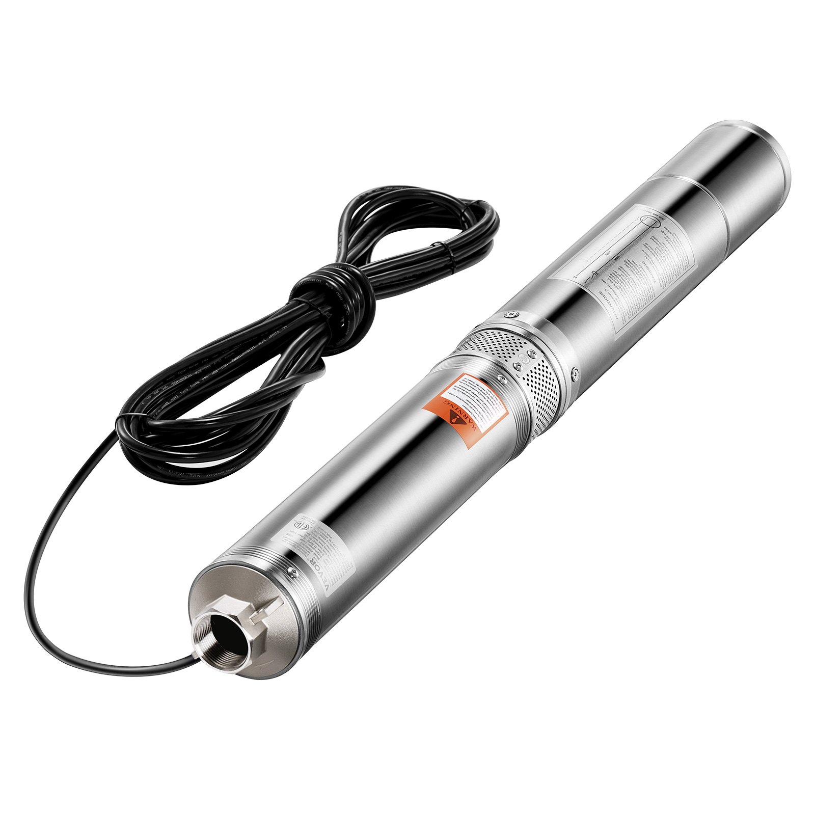 VEVOR Deep Well Submersible Pump, 1.5 HP Output Power, 115V, 31.7 GPM Flow 276 ft Head, with 32.81 ft Cord, Stainless Steel Water Pump, for Industrial, Irrigation, and Home Use, IP68 Waterproof Grade