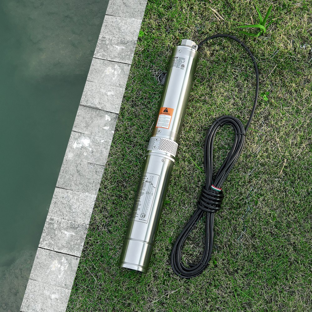 VEVOR Deep Well Submersible Pump, 1 HP Output Power, 115V, 31.7 GPM Flow 207 ft Head, with 32.81 ft Cord External Control Box, Stainless Steel Water Pump, for Industrial Irrigation and Home Use, IP68