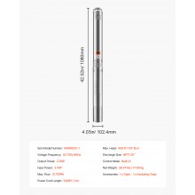 2HP Deep Well Submersible Pump Stainless Steel Water Pump 31.7 GPM 450 ft