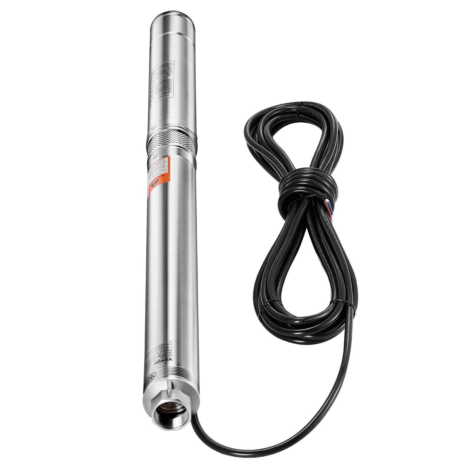 VEVOR Deep Well Submersible Pump, 910W Input Power, 230V, 100 L/min Flow, 53 m(174 ft) Head, 20 m(65.62 ft) Cord with External Control Box, Stainless Steel Water Pump, IP68, for Industrial Irrigation & Home Use