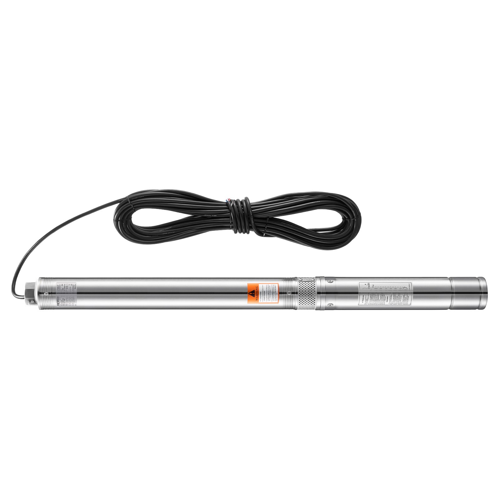 VEVOR Deep Well Submersible Pump, 910W Input Power, 230V, 100 L/min Flow, 53 m(174 ft) Head, 20 m(65.62 ft) Cord with External Control Box, Stainless Steel Water Pump, IP68, for Industrial Irrigation & Home Use